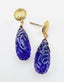 AAA Laser Cut Amethyst Tear Dropped Shapped Earrings, 34 cts, on Vermeil Hammered Earring Post, 1.75"