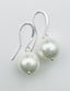 14mm Round White Mother of Pearl Earring with Sterling Silver French Hooks, 1.5"