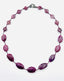 Faceted Raw Ruby and Strawberry Quartz Necklace with Sterling Silver Diamond Clasp, 18"