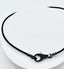18" 3mm Black Braided Leather Necklace with Large Black Spinel and Sterling, Silver Clasp