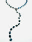 24" Natural Faceted Blue Sapphire Mixed Shapes Lariat with Diamond Sterling Silver Clasp