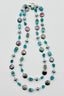 36" Peru Boulder Opal Neon Apatite Charcoal Grein Freshwater Coin and Pyrite Rondel Long Necklace with Sterling Silver