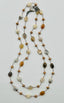 36"Neutral Colored Faceted Natural Opal and Tan Freshwater Pearl Necklace with Sterling Silver
