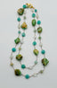36" Opalina Amazonite Rainbow Moonstone Long Necklace Gold Vermeil