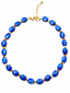 16" Oval Lapis, Carnelian, and Gold Bead Necklace with Gold Filled Clasp