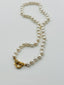 16" 6mm Small White Round Freshwater Pearl Necklace with gold vermeil diamond clasp