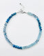 16" Faceted 10mm Rondelle Aquamarine, Mystic Blue Moonstone and Blue Quartz Necklace with Sterling Silver Clasp
