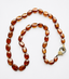 17.5" AAA Smooth Oval Hessonite Garnet Necklace with Two Tone Diamond Clasp