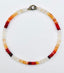 17" Mexican Fire Opal Heishi Necklace with Two Tone Vermeil and Sterling Silver Diamond Clasp