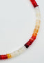 17" Mexican Fire Opal Heishi Necklace with Two Tone Vermeil and Sterling Silver Diamond Clasp