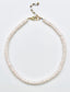 17" Faceted White Silverite Heishi Necklace with Gold Fill Clasp and Chain