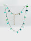 17" Natural Turquoise Opal and Chalcedony Teardrop Necklace Gold Faceted