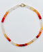 17" AAA Mexican Fire Opal Faceted Heishi Necklace with Vermeil and Sterling Silver Diamond Clasp