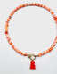 17" Orange Opal Heishi Necklace with Vermeil and Sterling Silver Diamond Clasp