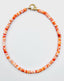 17" Orange Opal Heishi Necklace with Vermeil and Sterling Silver Diamond Clasp