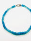 17.5" AAA Dyed Faceted Aqua and Turq Rondelle Opal Necklace with Sterling Silver Diamond Clasp