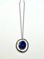 Handmade Turkish Porcelain Eye with a Rhodium Plated Bezel and Chain, 17"