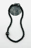 17" Black Spinel Rondel Sterling Silver Opal Ball Necklace