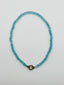 18" Faceted Blue Topaz Rondelle Necklace with two tone diamond clasp