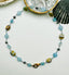 18" Faceted Natural Opal, Aquamarine, and Peacock 4mm Freshwater Pearl Combination Necklace with Rhodium Clasp