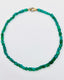 18" Faceted Organic Shaped Green Onyx Necklace with Two Tone Vermeil and Sterling Silver Diamond Clasp