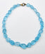 18" AAA Blue Aquamarine Smooth Nugget Necklace with a Two Tone Diamond Clasp