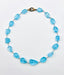 18" AAA Intense Blue Aquamarine Nugget Necklace with Two Tone Vermeil and Sterling Silver Diamond Clasp