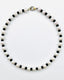 White Edison Freshwater Pearl and Matte Black Onyx Necklace with Vermeil and Sterling Silver Diamond Clasp, 18"