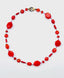 Faceted Carnelian and Mediterranean Coral Necklace with Vermeil and Sterling Silver Diamond Clasp, 18"