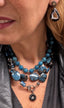 18" Facted Chrysocolla, Peacock Baroque Pearl, and Mystic Labradorite Mix Necklace with Two Tone Diamond Clasp
