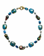 18" Facted Chrysocolla, Peacock Baroque Pearl, and Mystic Labradorite Mix Necklace with Two Tone Diamond Clasp