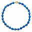 18" Faceted Denim Lapis and Microfaceted Lapis Ball Necklace with Two Tone Diamond Clasp