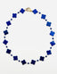 18" Lapis Clover and Lapis Ball Necklace with Two Tone Diamond Clasp