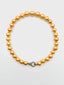 18" 13-15mm Graduated Golden Akoya Pearl Necklace with Gold Vermeil Diamond Two Tone Clasp