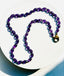 18" 6mm AAA Faceted Barrel Amethyst Necklace with Two Tone Diamond Clasp