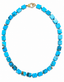 18" Rectangular and Round Ball Turquoise Necklace with Two Tone Clasp