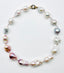 18" Ombre White, Natural and Grey Freshwater Baroque Pearl Necklace with a Two Tone Diamond Clasp