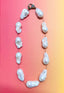 18" AAA Extra Large 30-35mm White Baroque Freshwater Pearl Necklace with Two Tone Vermeil and Rhodium Diamond Clasp