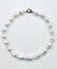 18" Large White Baroque Pearl Necklace with Two Tone Vermeil and Sterling Silver Diamond Clasp