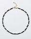 18" Black Coral Tube Necklace with Faceted Gold Fill Square Beads