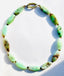 18" Smooth Marquis Shaped Chrysoprase and Faceted Smoky Quartz Rondelle Necklace with Gold Carabiner