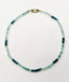 18" AAA Faceted Ombre Moss Aquamarine Rondelle Necklace with Sterling Silver Carabiner