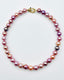 18" Multi-Color Pink Graduated, Freshwater Edison Pearl Necklace with Vermeil and Diamond Clasp