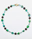 18" Natural Faceted Peruvian Opal Green Fluorite and Smokey Quartz Necklace with Vermeil Diamond Clasp