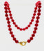 18" AAA Natural Ruby Ball 8mm Necklace with Gold Vermeil Diamond Clasp