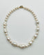 18" 14-16mm White Baroque and 10mm Freshwater Pearl Short Necklace with 18K Gold Vermeil and Diamond