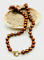 18" 9mm Round Bronze Freshwater Pearl Necklace with Gold Vermeil Diamond Clasp