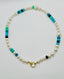 18" Blue Gem Freshwater Pearl Mix Necklace with Gold Vermeil