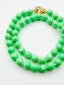 18" Lime Green Jasper Smooth Round Ball Necklace with Gold Vermeil Diamond Clasp