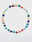 Faceted Coin Multi Gemstone Necklace with Vermeil and Diamond Clasp, 18"